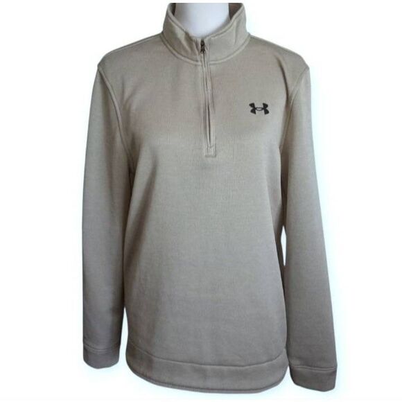 Under Armour Men's Beige/Gray Quarter-Zip Pullover Sz.M EUC. - Picture 2 of 9